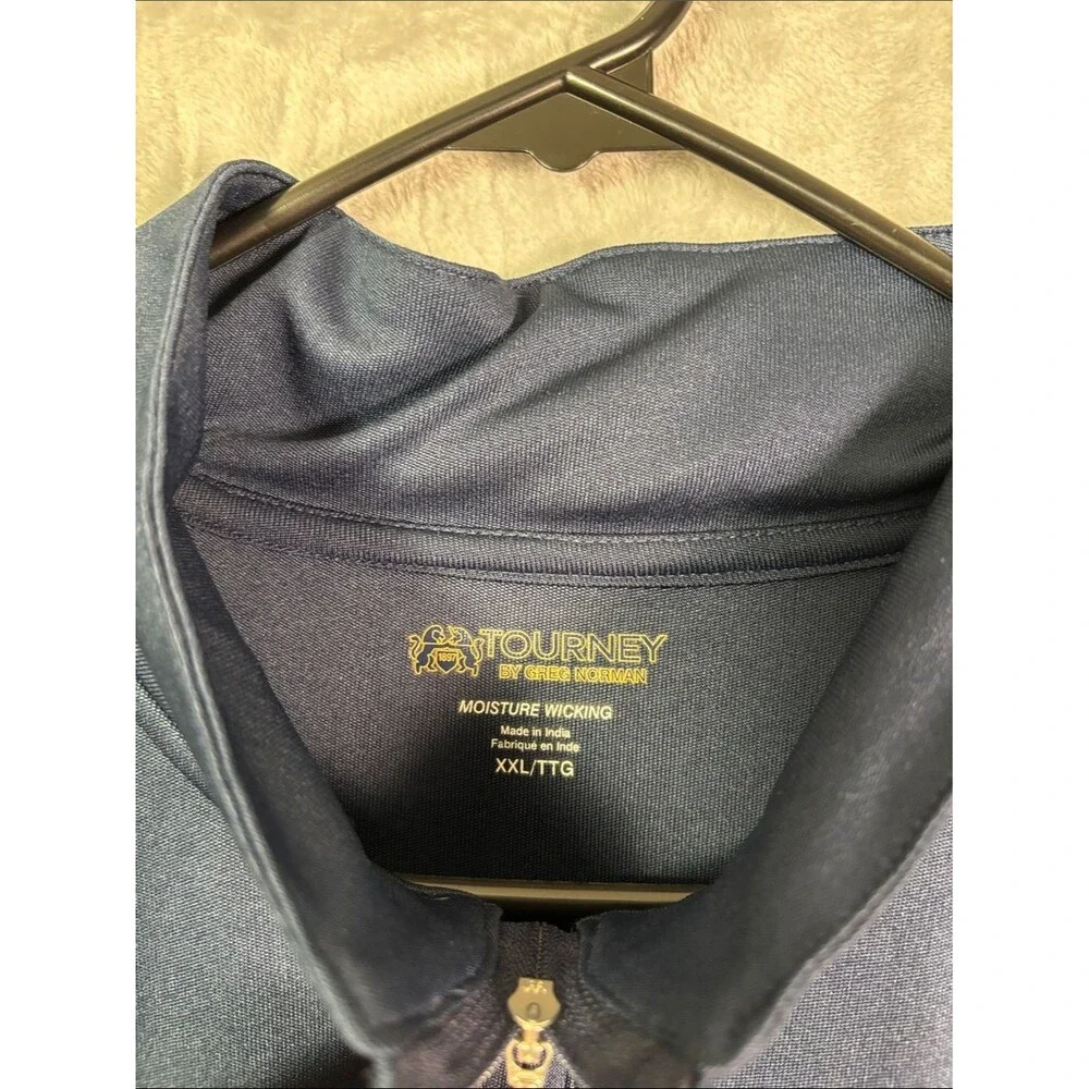 NWT New Tourney by Greg Norman Blue Pullover 15 UPF Golf 1/4 Zip Vest Size XXL